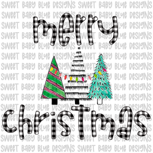 Merry Christmas- Plaid- Christmas- PNG file- Digital Download