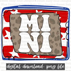 Mini- 4th of July- Leopard - Summer-  2021- PNG file- Digital Download