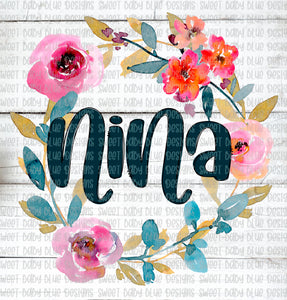 Nina- Floral- PNG file- Digital Download