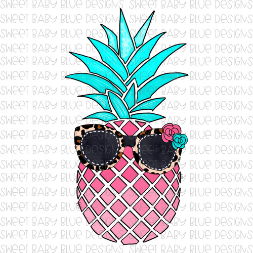 Pineapple- Leopard sunglasses- Summer- PNG files- Digital Download